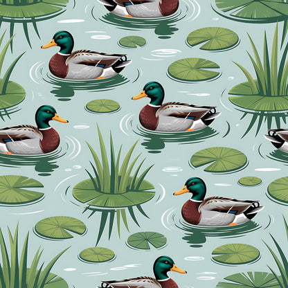 Mallard in the Pond Pattern 4 Quilting Cotton Fabric