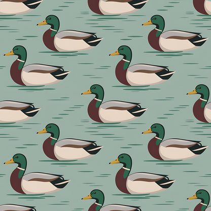 Mallard in the Pond Pattern 7 Quilting Cotton Fabric