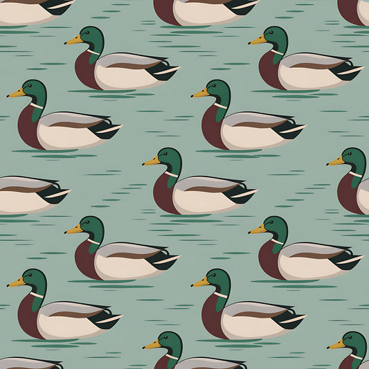 Mallard in the Pond Pattern 7 Quilting Cotton Fabric