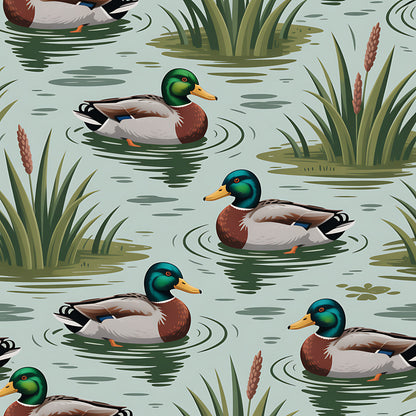 Mallard in the Pond Pattern 9 Quilting Cotton Fabric