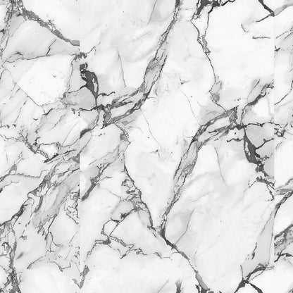 White marble surface with intricate gray and black veining patterns.