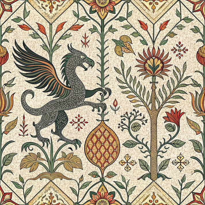 Medieval Textile Pattern Medieval Tapestry Pattern 5 Quilting Cotton Fabric – FabricMegaStore.com