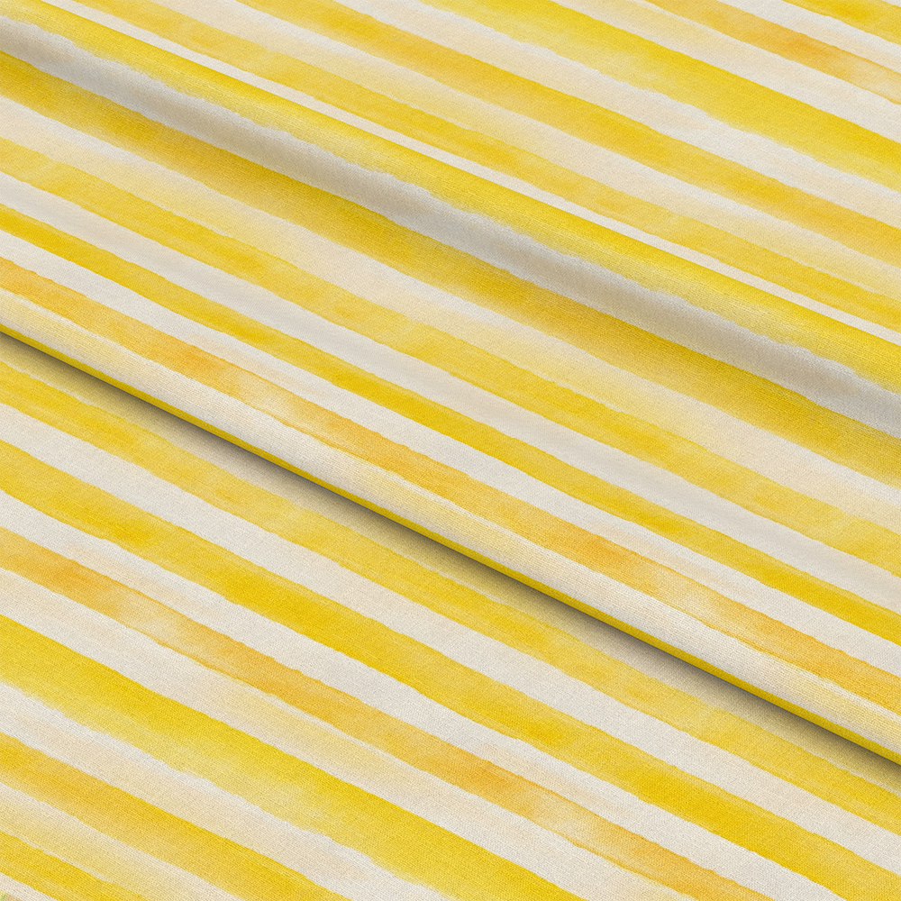 Mediterranean Lemon Azure Pattern 12 Quilting Cotton Fabric, yellow stripes, lemon hues, white background, cotton textile, quilting material, soft texture, sewing fabric, lightweight cloth, summer colors, natural fibers, casual design, striped motif, bright and airy, craft fabric, durable cotton, warm tones, horizontal lines, vibrant textile