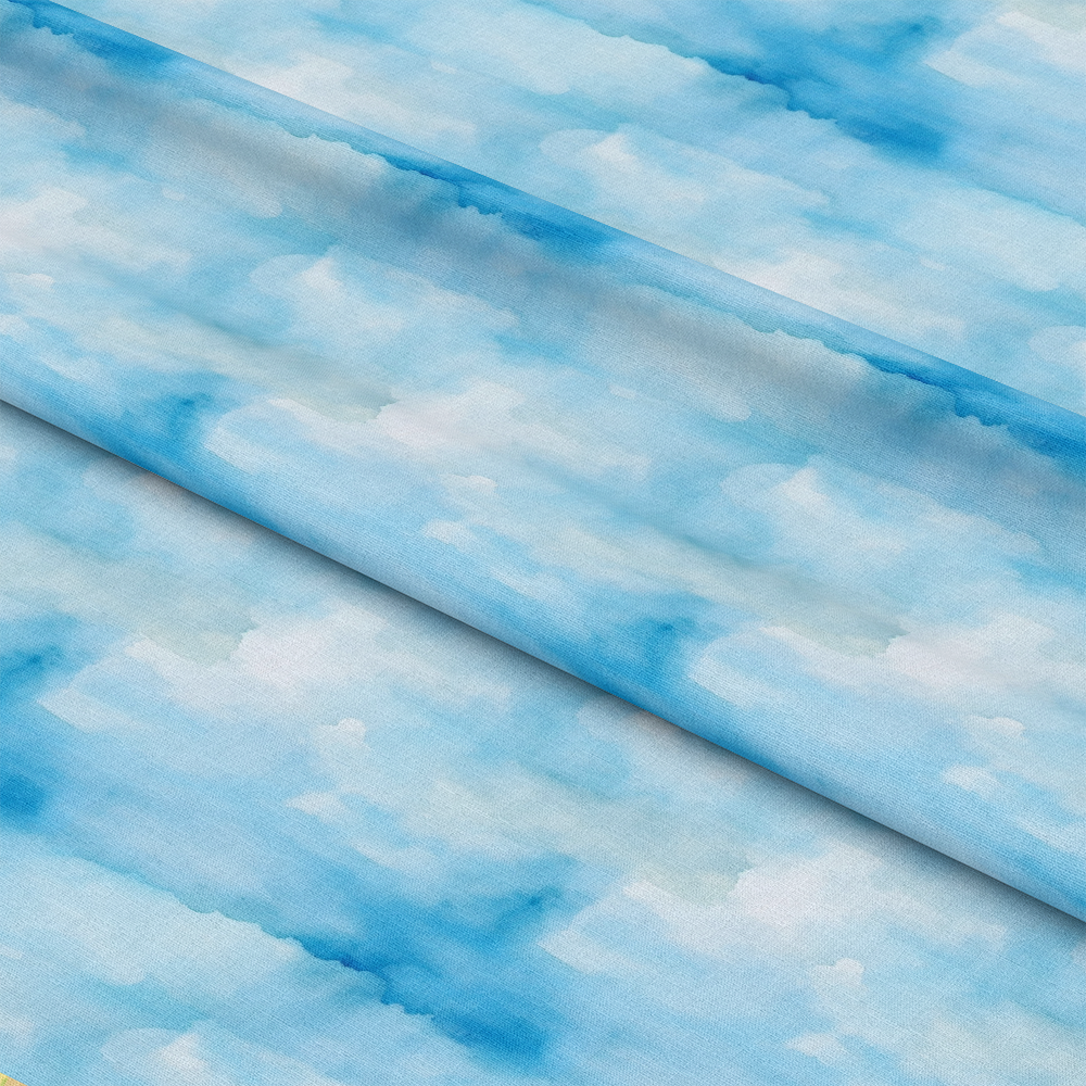 - Mediterranean Lemon Azure Pattern 4 Quilting Cotton Fabric  
- Blue shades  
- Light blue  
- Aqua  
- Soft texture  
- Watercolor style  
- Quilting fabric  
- Cotton material  
- Fabric yardage  
- Artistic design  
- Cloud-like  
- Pastel tones  
- Textile  
- Light pattern