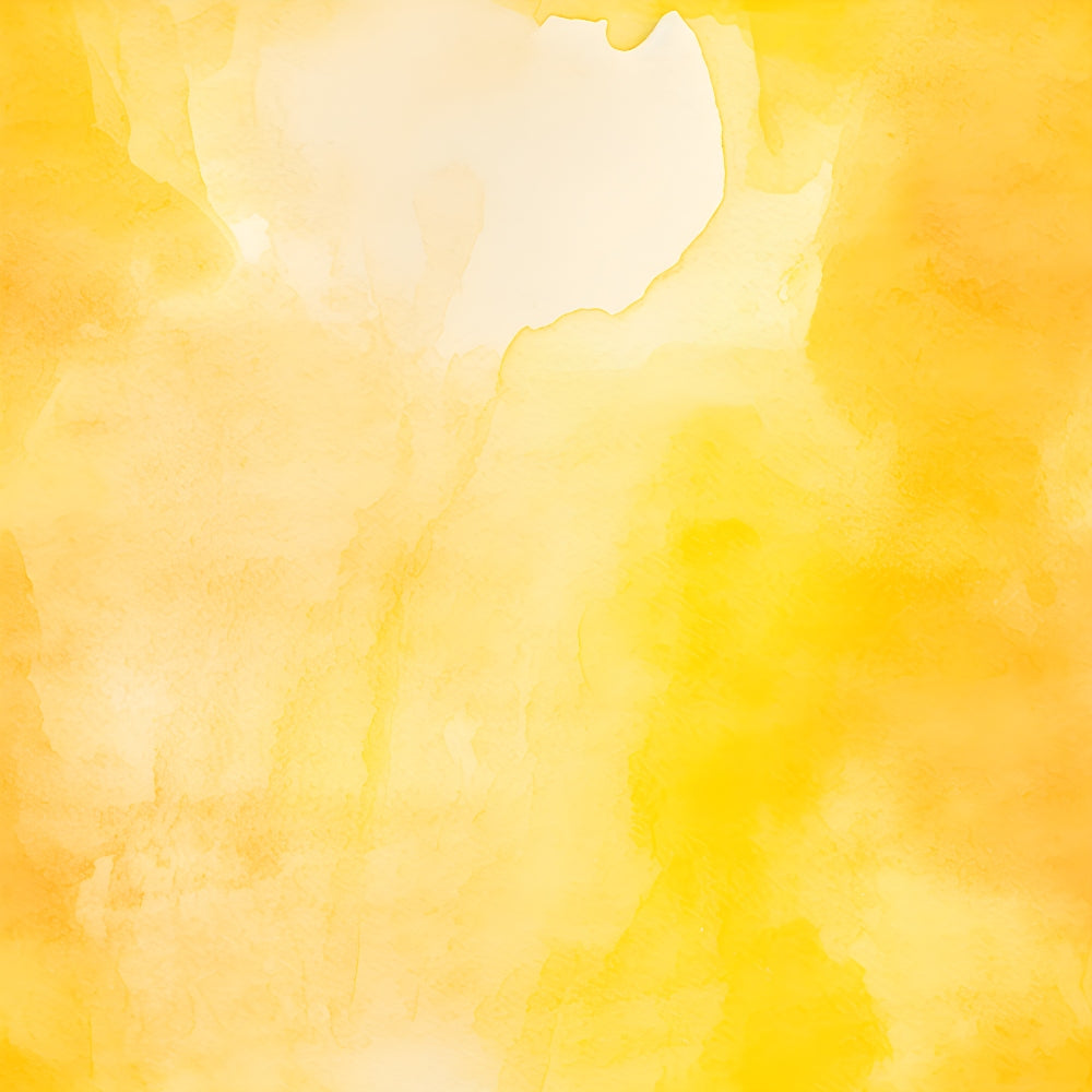 Abstract watercolor painting with shades of yellow and orange blending to create a warm, textured background.