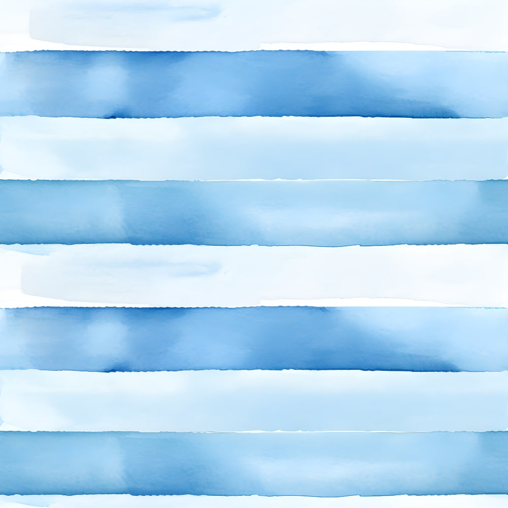 Abstract watercolor painting with horizontal blue and white stripes of varying intensity.