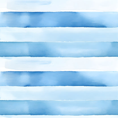 Abstract watercolor painting with horizontal blue and white stripes of varying intensity.