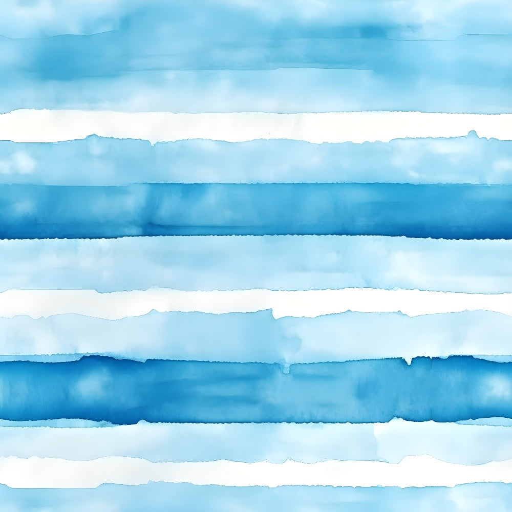 Abstract image of horizontal blue watercolor stripes on a white background.