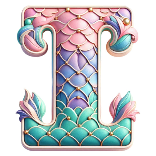 Mermaid Letter I Fabric Panel