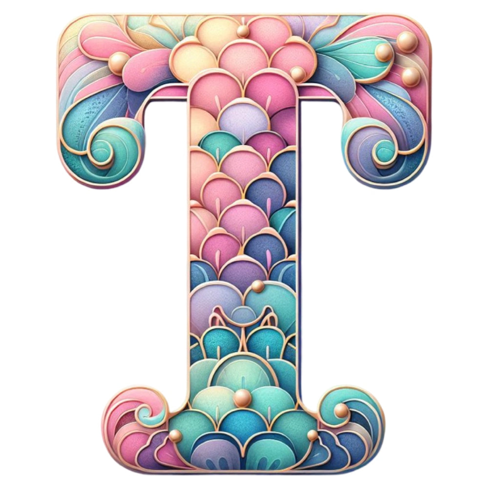 Mermaid Letter T Fabric Panel