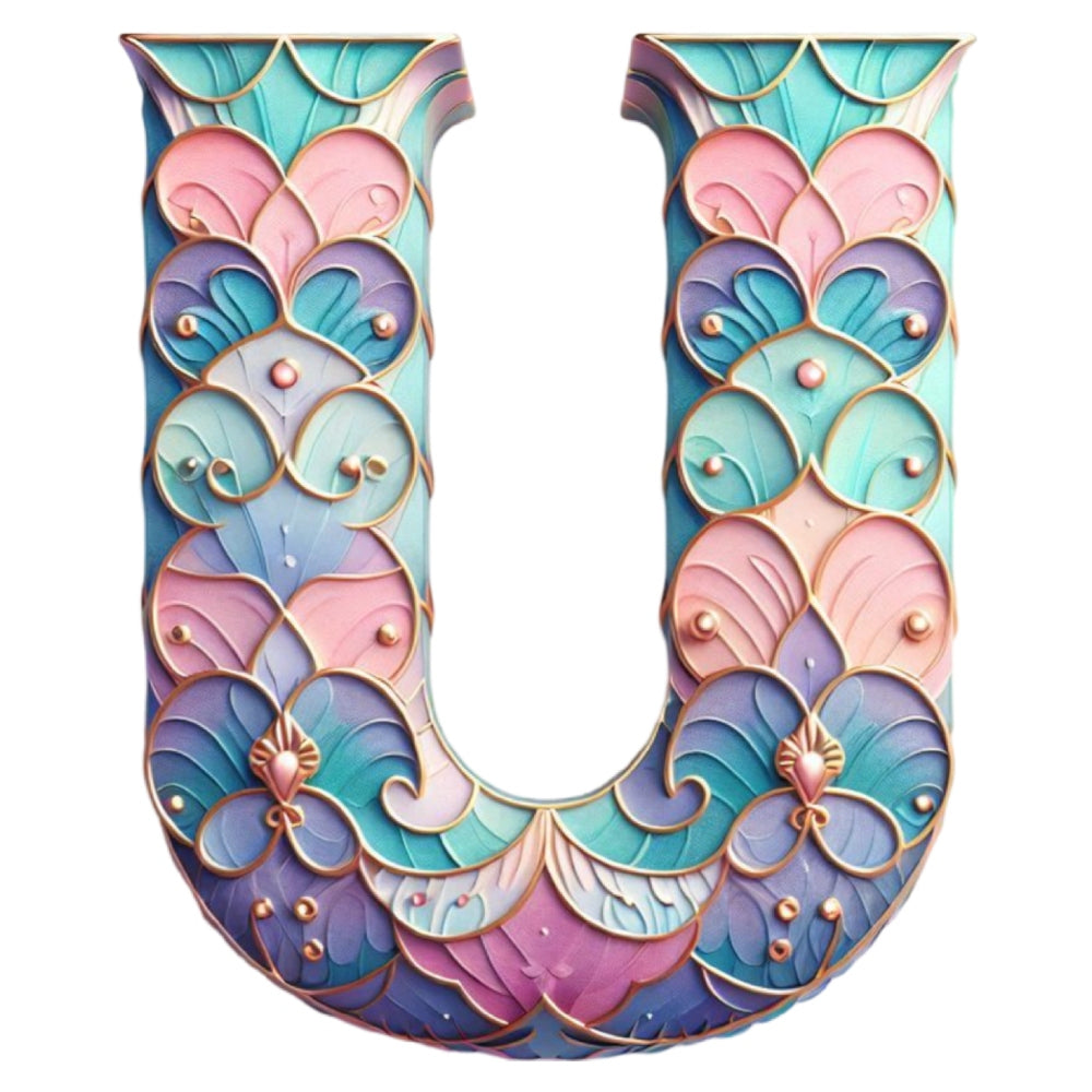 Mermaid Letter U Fabric Panel