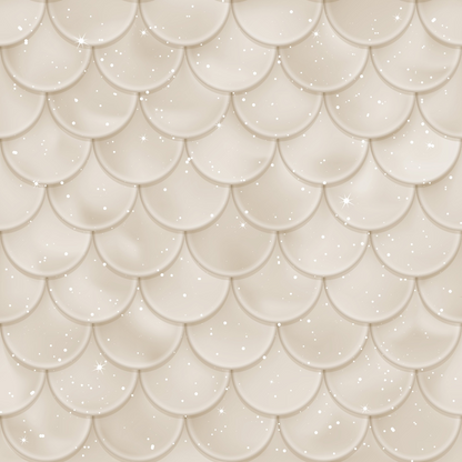 Beige scalloped pattern with subtle sparkles resembling overlapping scales.