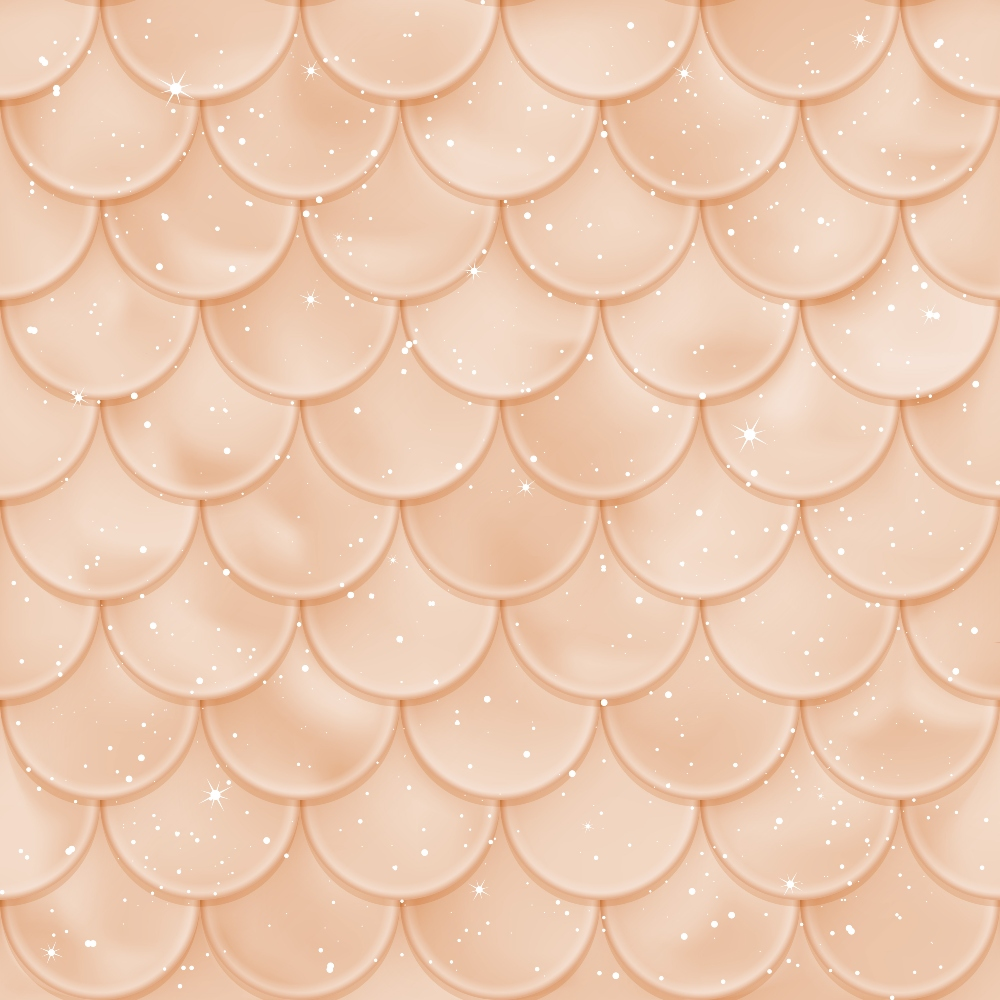 Repeating pattern of glossy, beige scales with light sparkle effects.