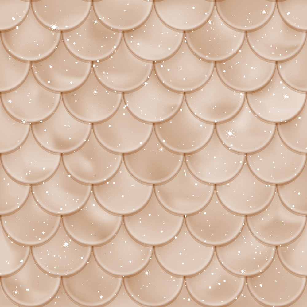 Illustration of a repeating scalloped pattern in a light brown hue, featuring sparkling white speckles scattered across the design.