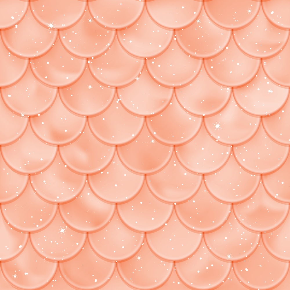 Peach-colored scalloped pattern with a glossy texture and scattered white sparkles throughout.