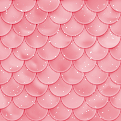 Pink fish scale pattern with a glossy texture and white sparkling accents.