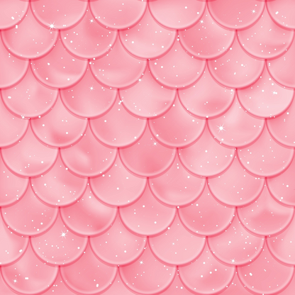 Pattern of overlapping pink scalloped shapes with a glossy finish and white sparkles scattered throughout.