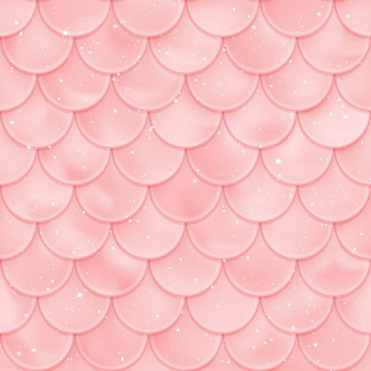 Pink mermaid scale pattern with a glossy, textured appearance and scattered white sparkles.