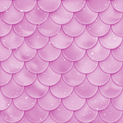 pink, magenta, fuchsia, mermaid scales, fish scales, overlapping scales, scalloped pattern, sparkles, glitter effects, stars, shimmery, iridescent, fantasy, whimsical, ocean themed, aquatic, quilting cotton, fabric panel, seamless pattern, magical