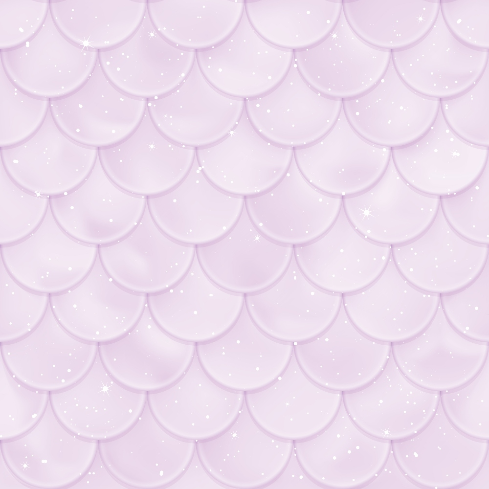 A seamless pattern of overlapping pastel pink scales with sparkling stars.