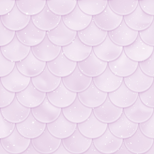 A seamless pattern of overlapping pastel pink scales with sparkling stars.