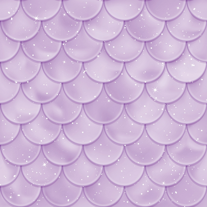 A pattern of overlapping lavender scales with sparkles scattered across the surface.