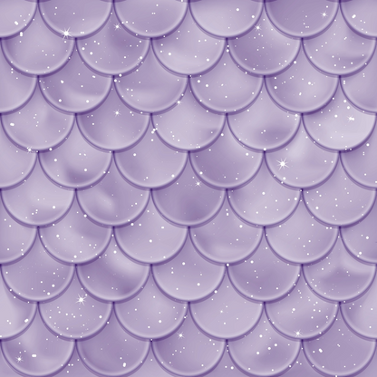 Purple mermaid scale pattern with a glossy finish and star-like sparkles scattered across the surface.