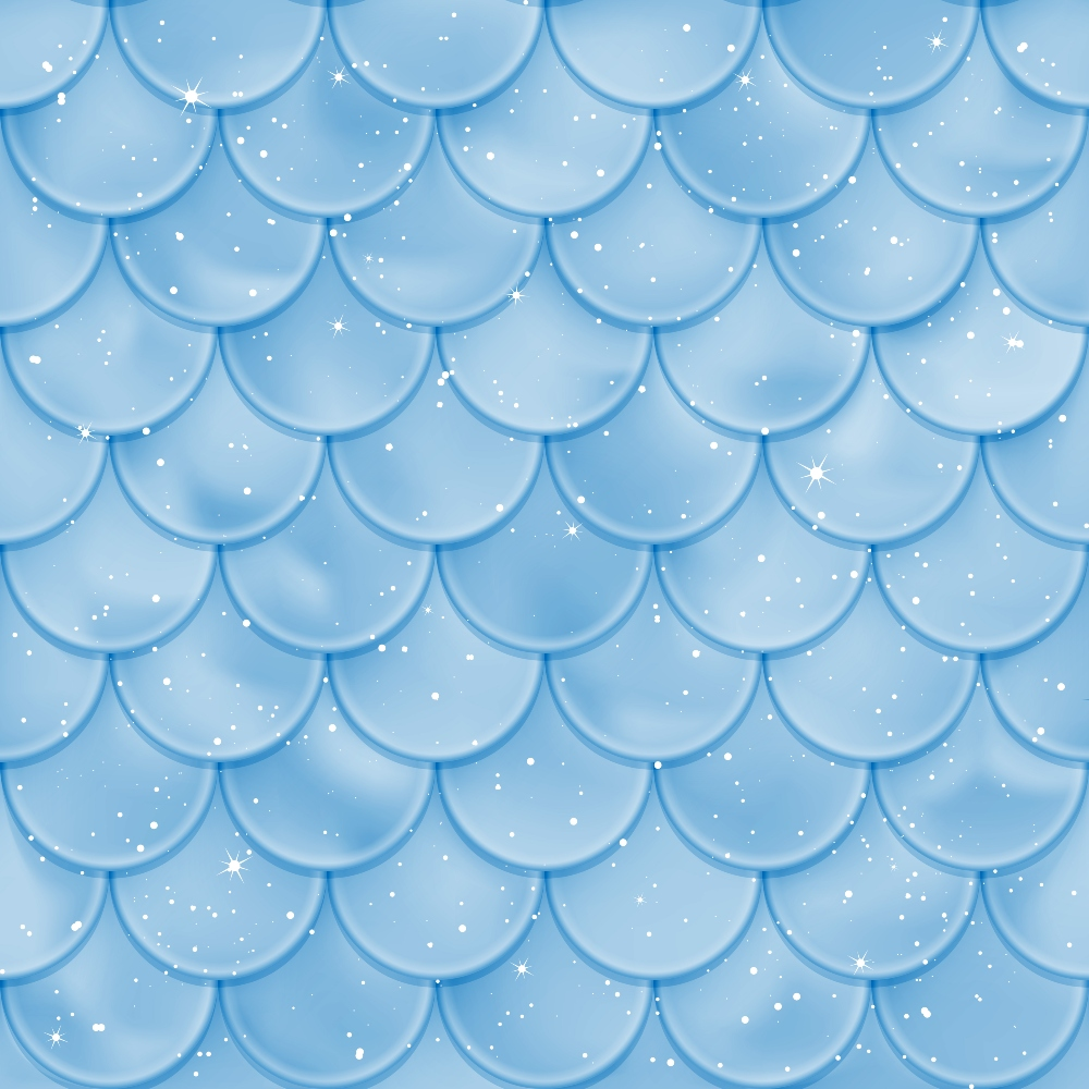 Blue scalloped pattern with a shiny, pearlescent texture and scattered small white sparkles.