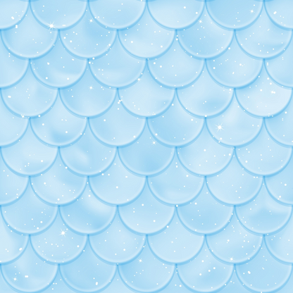 A pattern of overlapping blue scales with a glossy appearance and small white sparkles scattered across the surface.