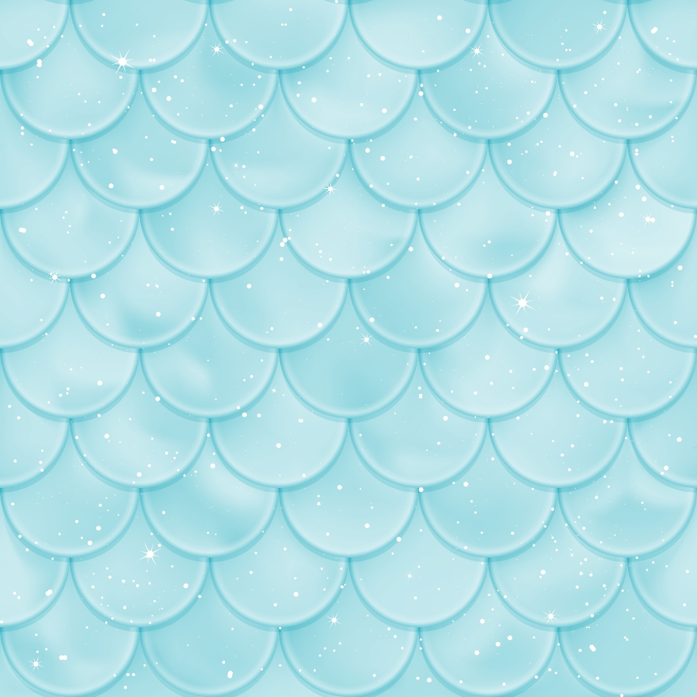 A pattern of light blue, overlapping scales with a glossy finish and scattered white sparkles.