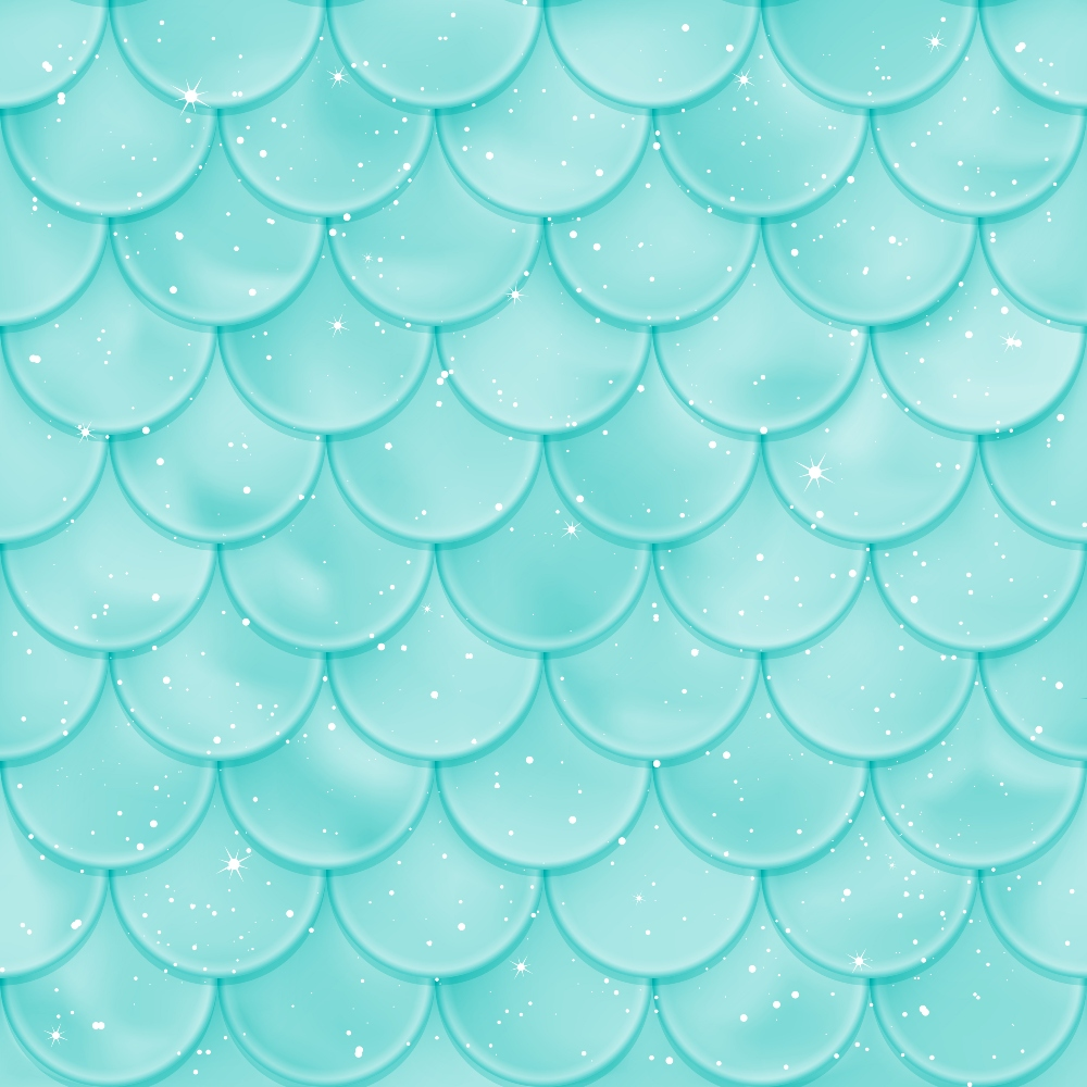 Turquoise mermaid scale pattern with a glossy finish and scattered sparkles throughout.