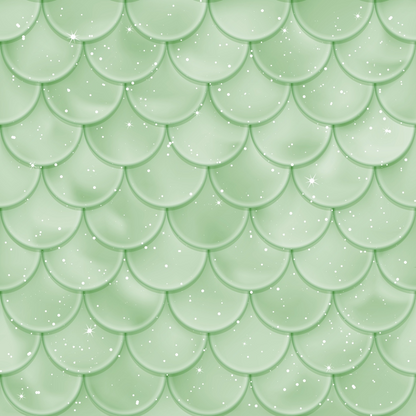 Green scalloped pattern with a glossy texture and small white sparkles evenly distributed across the design.