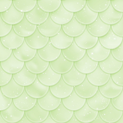 A light green scallop pattern with a glossy texture, sprinkled with small white sparkles.