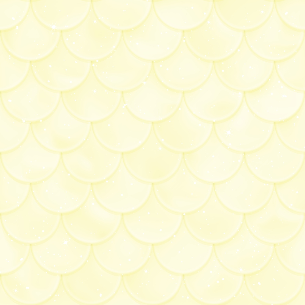 Repeating pattern of pale yellow scallop shapes, resembling fish scales, with a subtle sparkle effect.