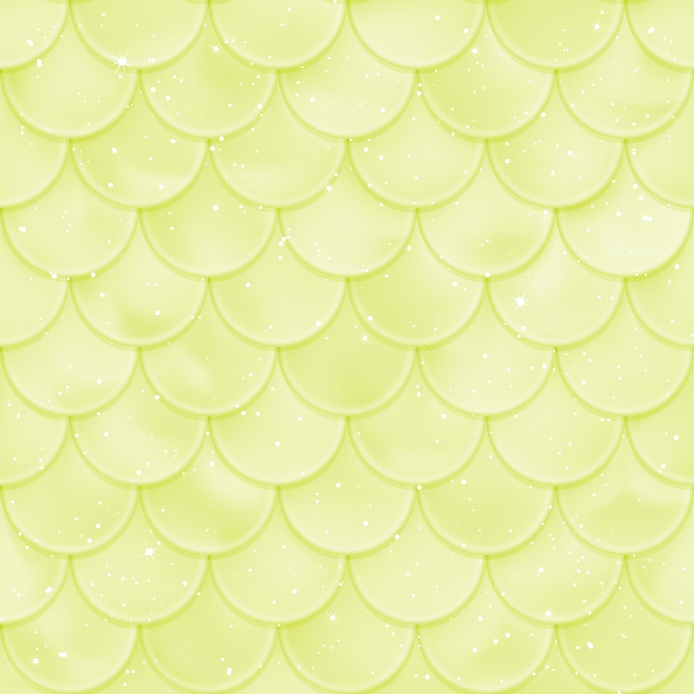 A pattern of overlapping light green scales with a glossy finish and white sparkles scattered throughout.