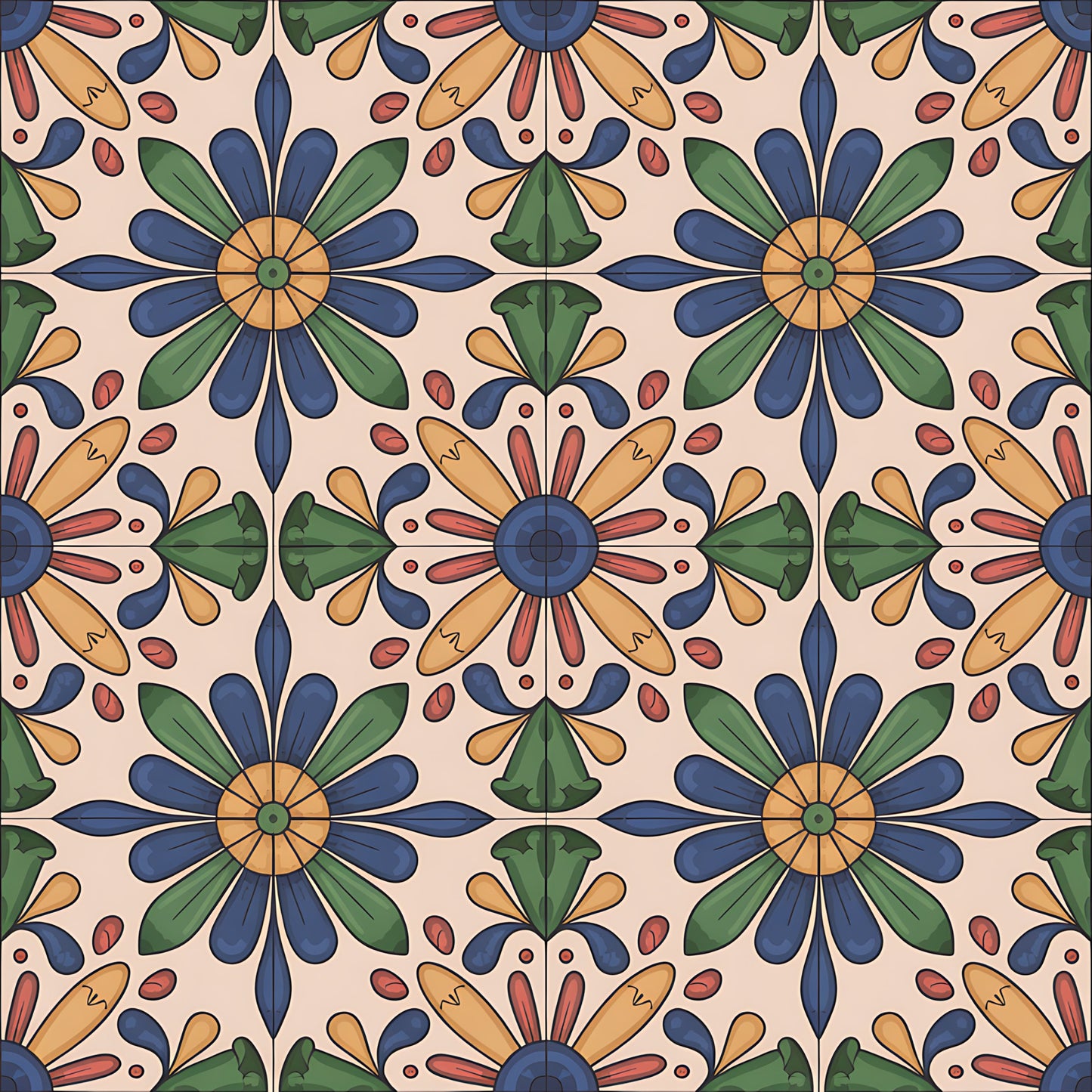 Mexican Talavera Pattern 10 Quilting Cotton Fabric