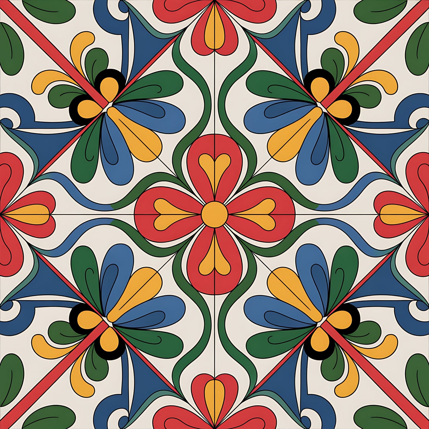 Mexican Talavera Pattern 12 Quilting Cotton Fabric