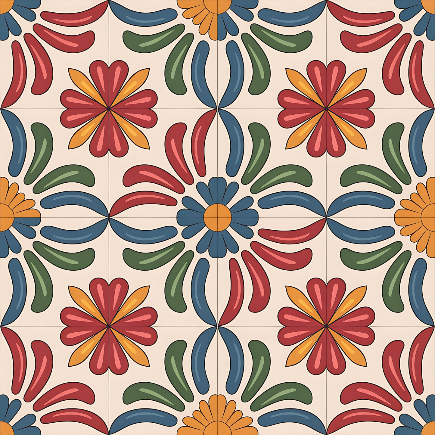 Mexican Talavera Pattern 13 Quilting Cotton Fabric