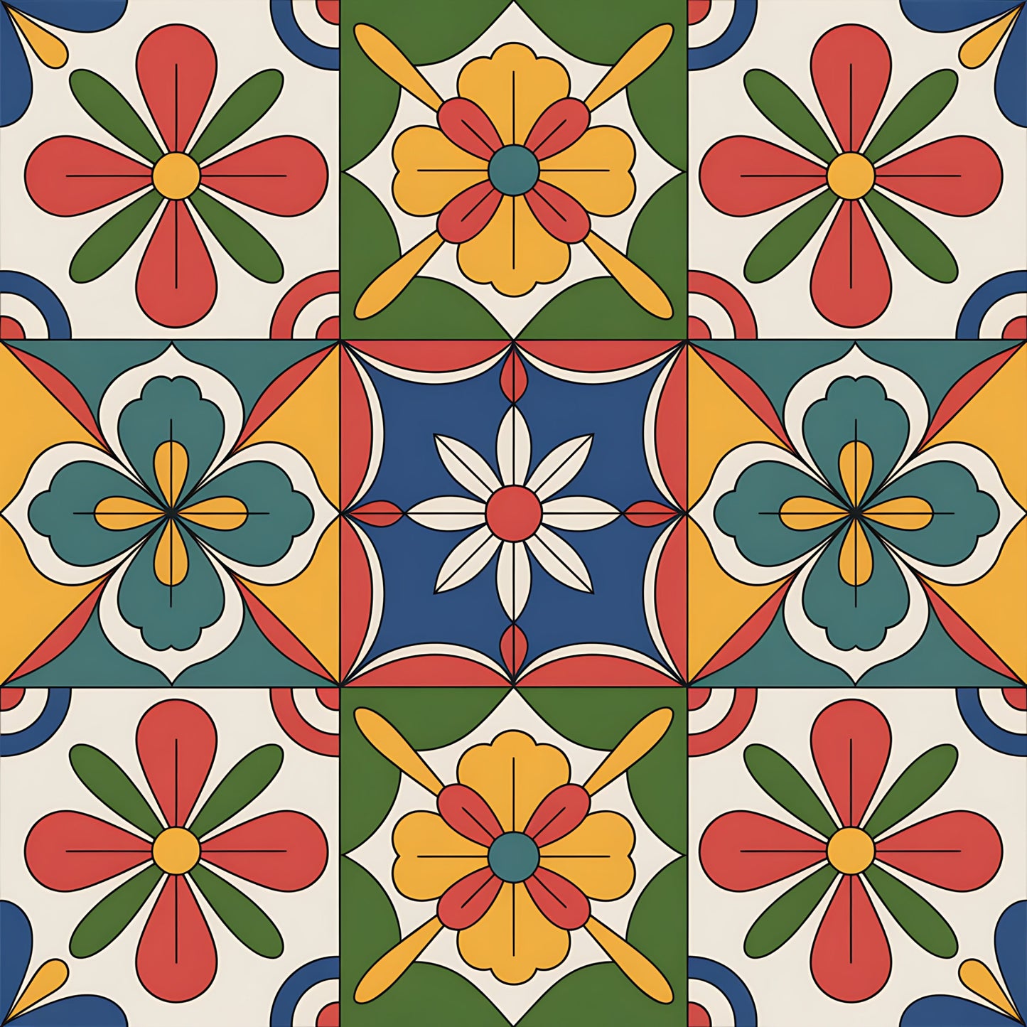 Mexican Talavera Pattern 14 Quilting Cotton Fabric
