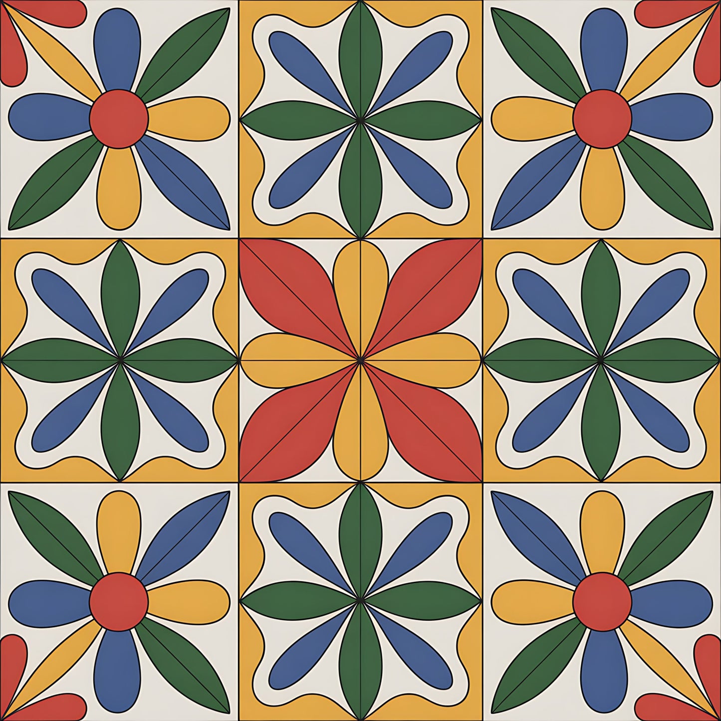 Mexican Talavera Pattern 15 Quilting Cotton Fabric