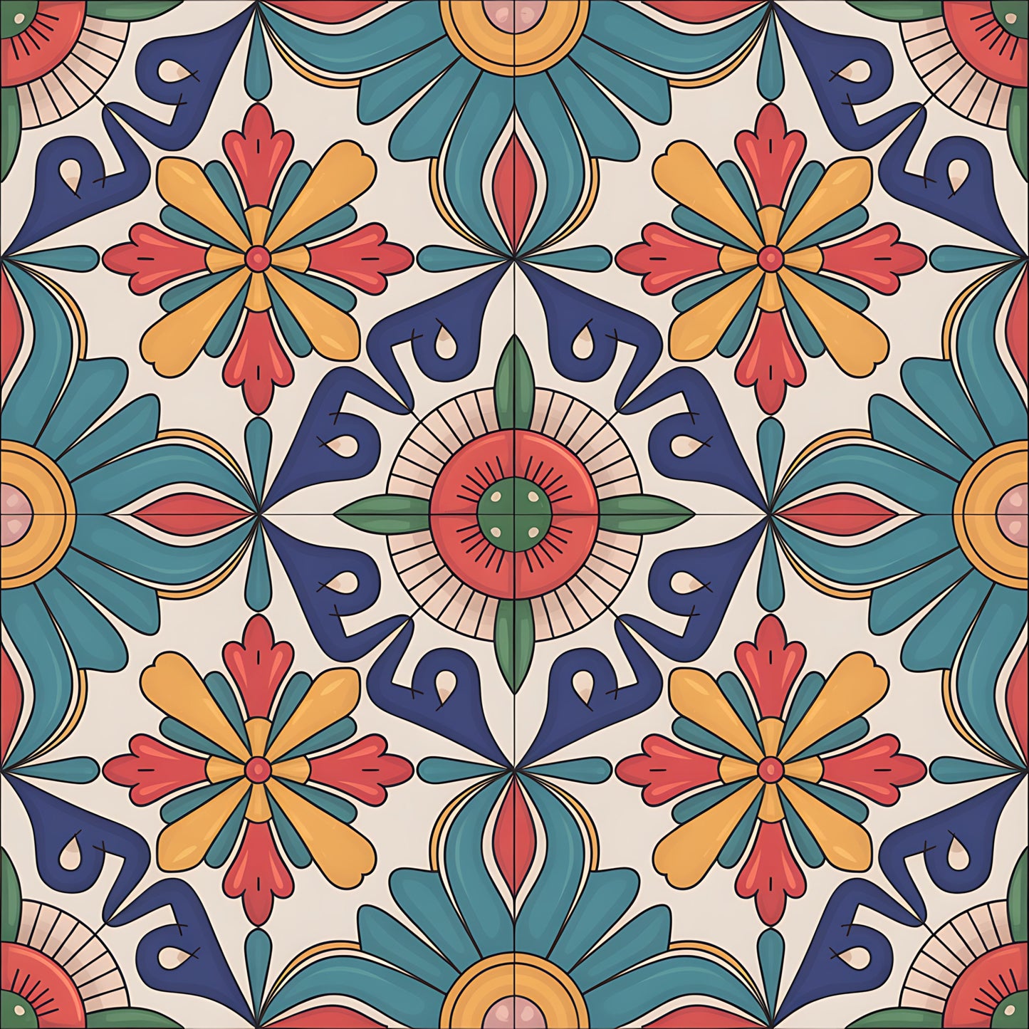 Mexican Talavera Pattern 18 Quilting Cotton Fabric