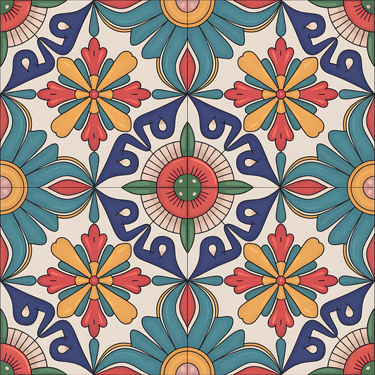 Mexican Talavera Pattern 18 Quilting Cotton Fabric