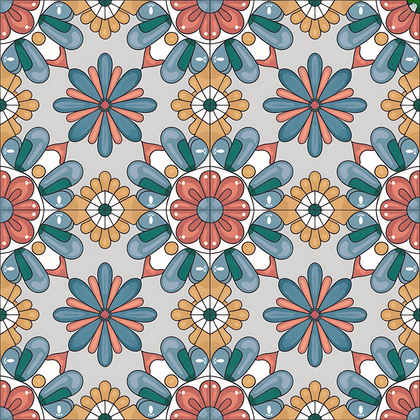 Mexican Talavera Pattern 19 Quilting Cotton Fabric
