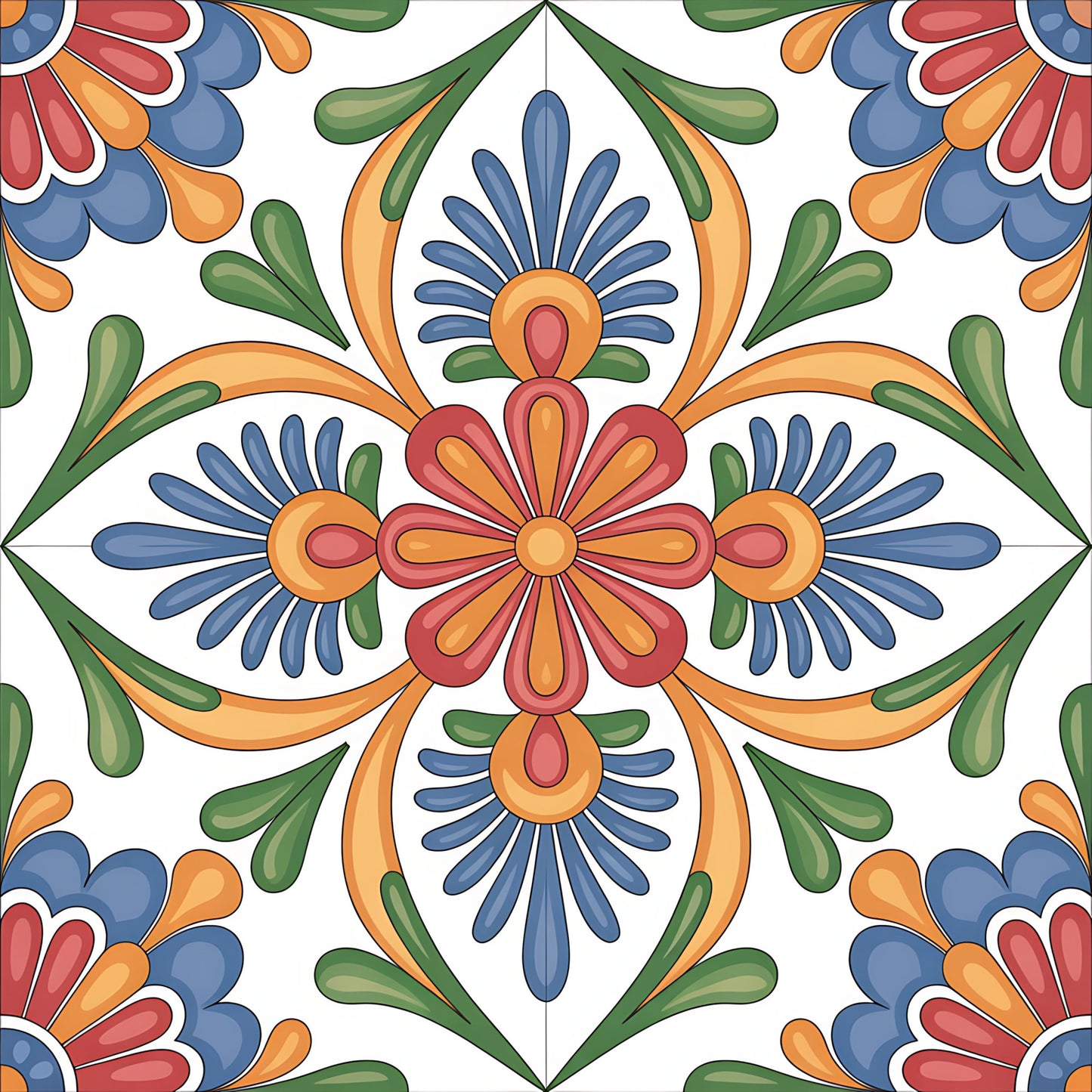 Mexican Talavera Pattern 1 Quilting Cotton Fabric