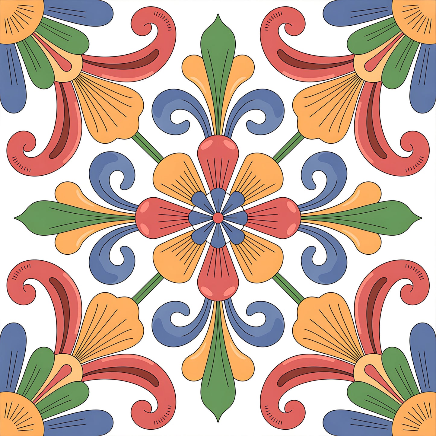 Mexican Talavera Pattern 2 Quilting Cotton Fabric