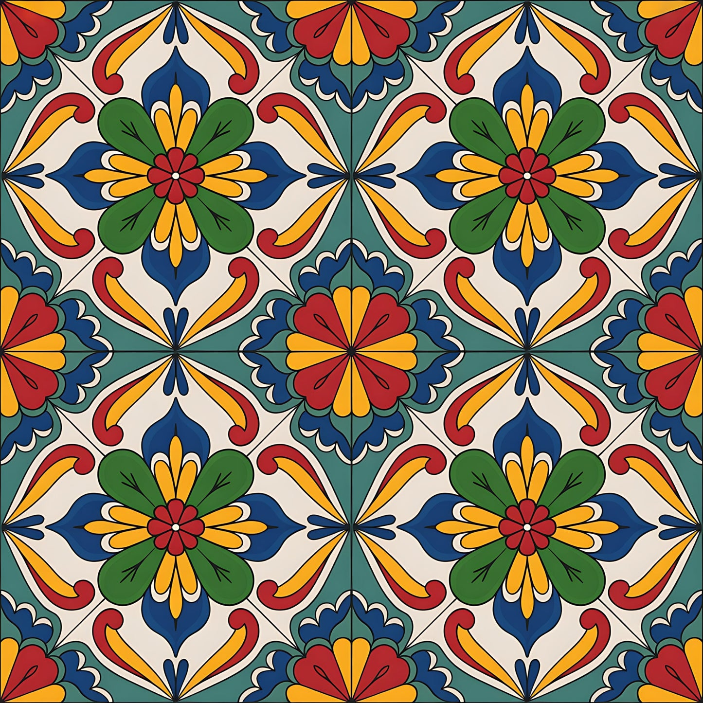 Mexican Talavera Pattern 21 Quilting Cotton Fabric