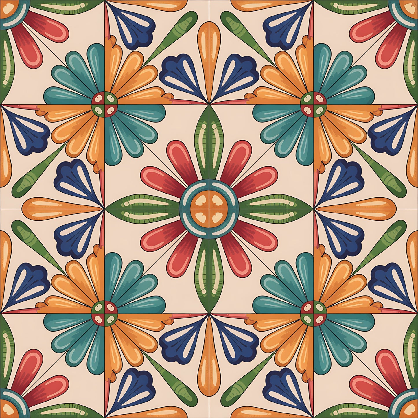 Mexican Talavera Pattern 22 Quilting Cotton Fabric