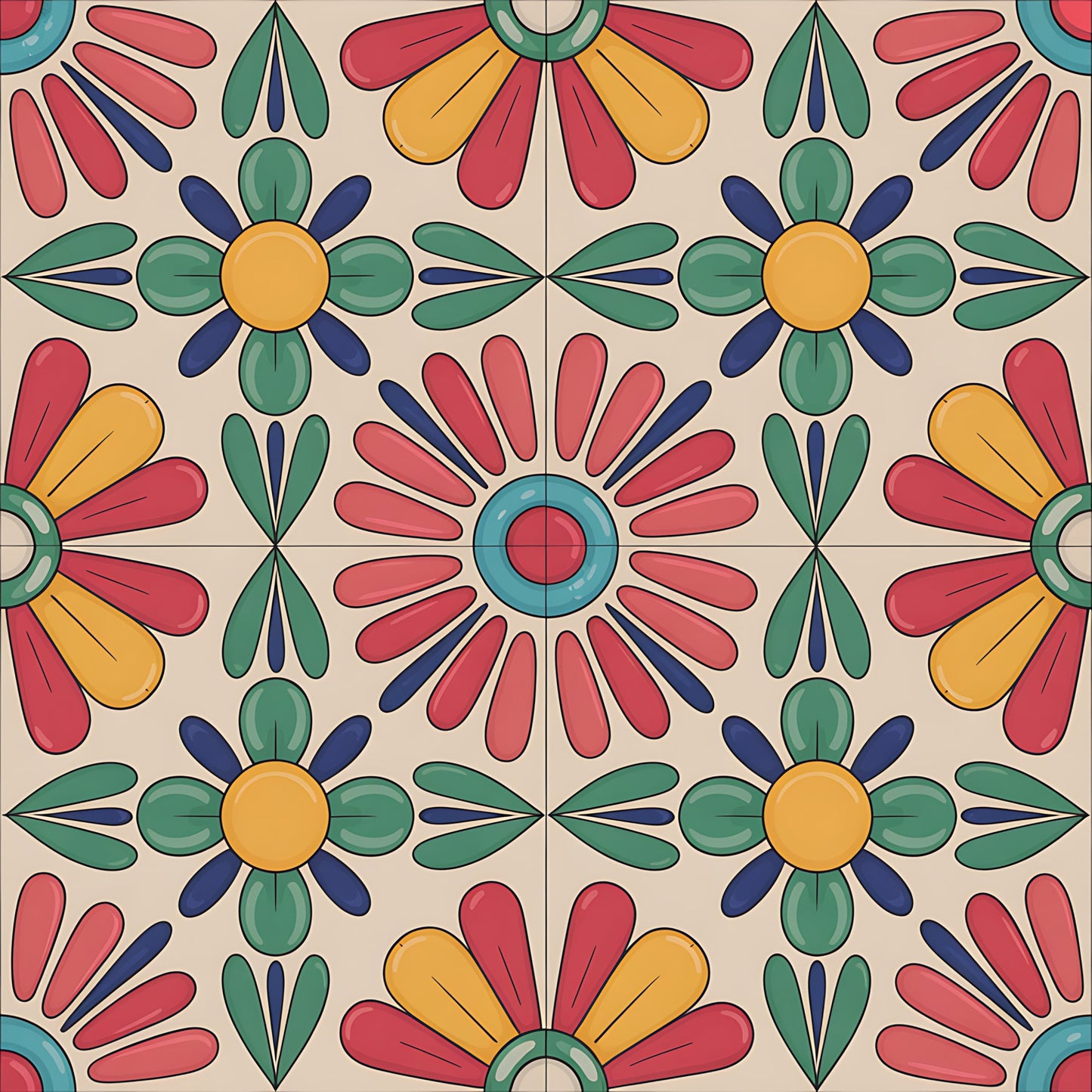 Mexican Talavera Pattern 23 Quilting Cotton Fabric