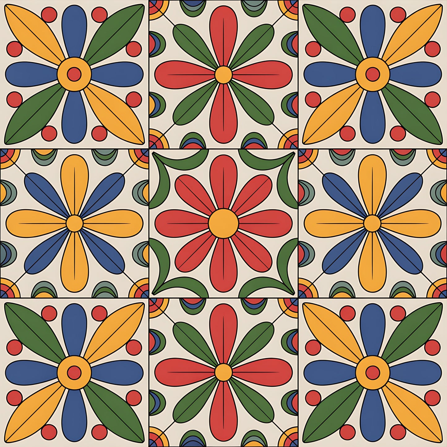 Mexican Talavera Pattern 26 Quilting Cotton Fabric