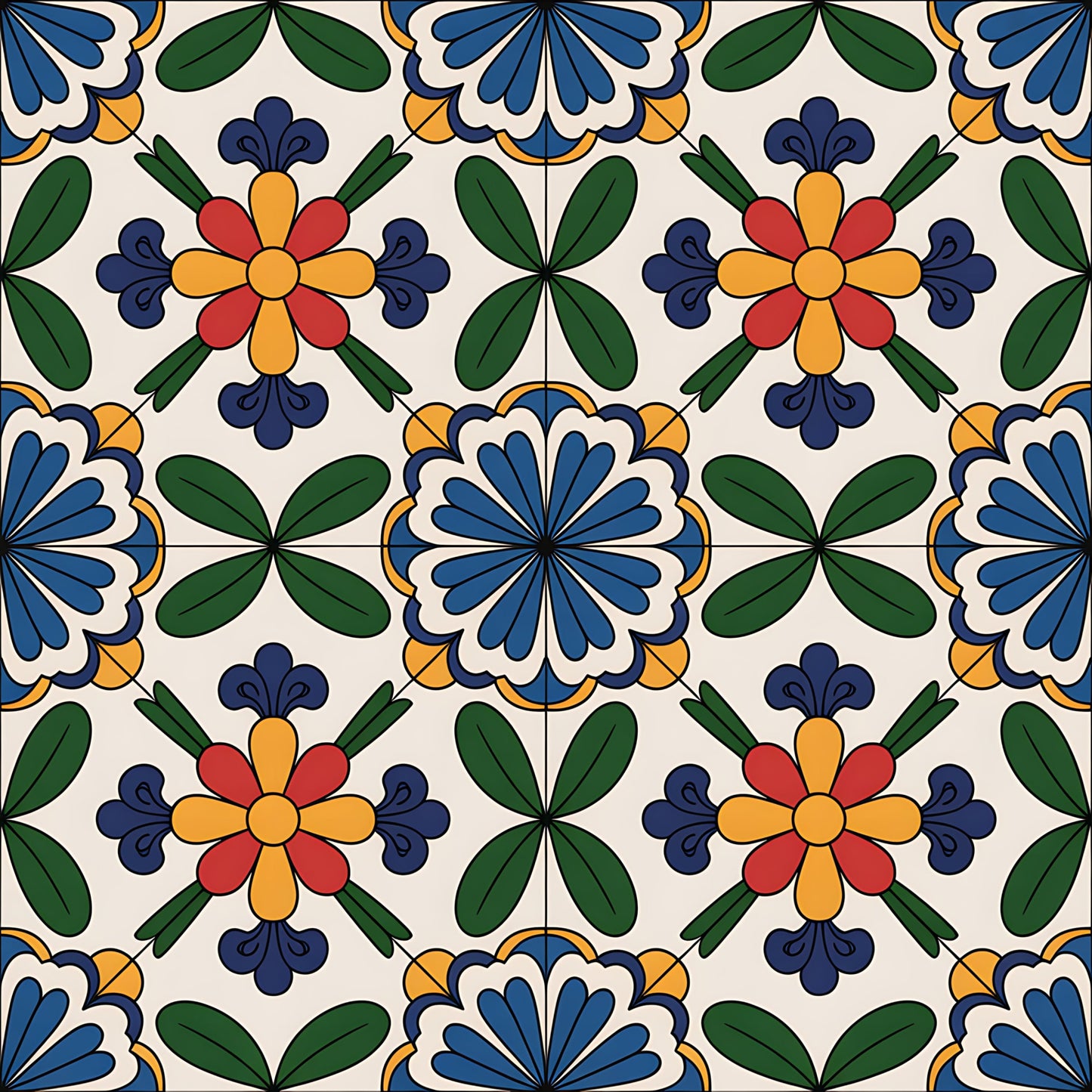 Mexican Talavera Pattern 27 Quilting Cotton Fabric